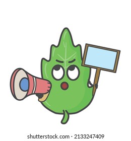 Leaf Character Flat Cartoon Vector Design Illustration