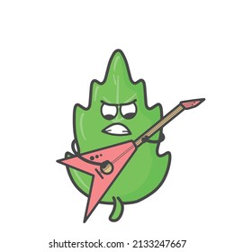 Leaf Character Flat Cartoon Vector Design Illustration