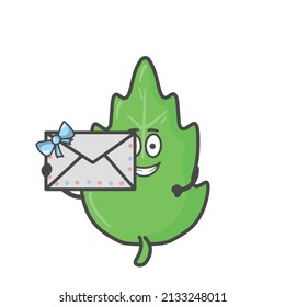 Leaf Character Flat Cartoon Vector Design Illustration