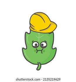 Leaf Character Flat Cartoon Vector Design Illustration