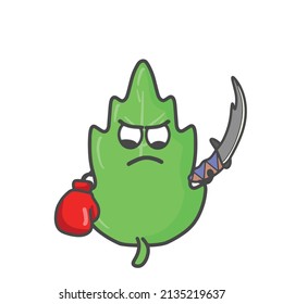 Leaf Character Flat Cartoon Vector Design Illustration