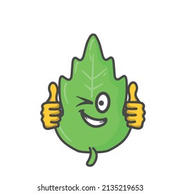 Leaf Character Flat Cartoon Vector Design Illustration