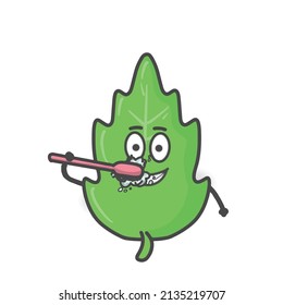 Leaf Character Flat Cartoon Vector Design Illustration