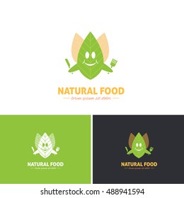 Leaf Character Natural Food Vector Icons, Logos, Sign, Symbol Template 