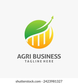 Leaf and chart for agribusiness logo design