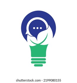 Leaf chat bulb shape concept logo design vector. Nature leaf chat logo design.	