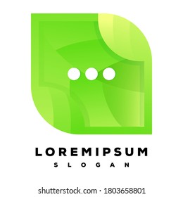 Leaf chat colorful logo design