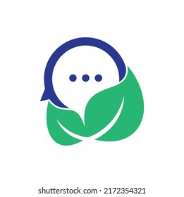 Leaf chat logo design vector. Nature leaf chat logo design. 