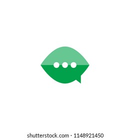 leaf chat talck design logo vector