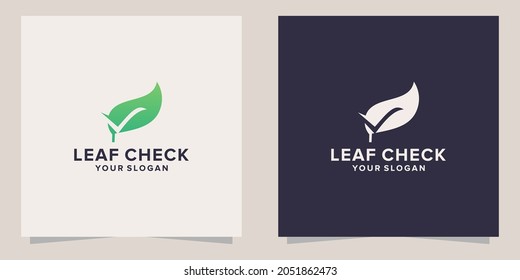 leaf check logo design template