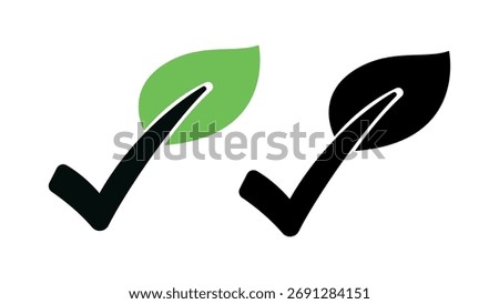 Leaf Check Mark on white background