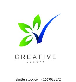 leaf + checklist icon, best leaf logo, healthy logo template