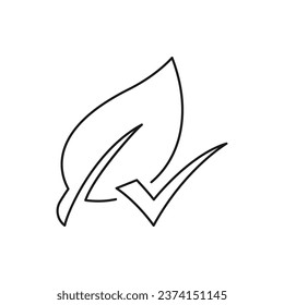 Hoja con el estilo de línea de icono de marca de verificación aislado en fondo blanco. Ilustración del vector