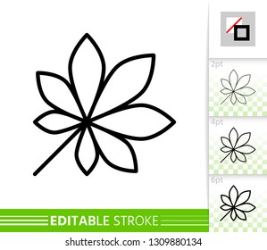 Leaf chesnut thin line icon. Nature banner, flat style. Botanical poster. Linear pictogram. Foliage simple illustration, outline symbol. Vector sign isolated white. Editable stroke icons without fill