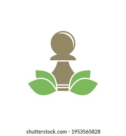 Leaf Chess logo design vector illustration, Creative Chess logo design concept template, symbols icons