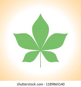 Leaf of a chestnut tree in a green line. Vector leaf of the tree.