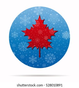 leaf christmas icon in circle