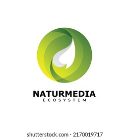 leaf and circle colorful logo template