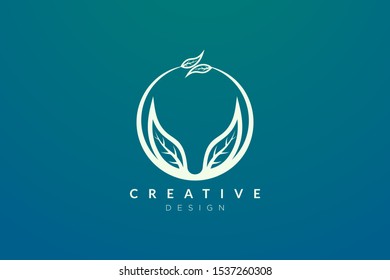 Leaf and circle combination logo design for spa, hotel, beauty, health, fashion, cosmetic, boutique, salon, yoga, therapy. Simple and modern vector design for your business brand or product