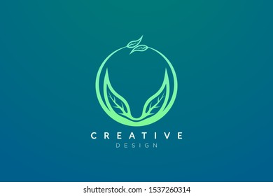 Leaf and circle combination logo design for spa, hotel, beauty, health, fashion, cosmetic, boutique, salon, yoga, therapy. Simple and modern vector design for your business brand or product