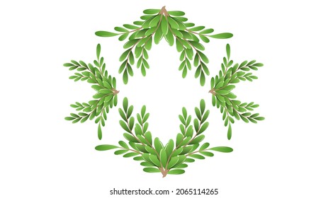 Leaf Circle flowers beautiful round frame Flat style. Vector illustration EPS 10