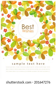 Leaf Circle Fram , Tropical, Frangipani, Plumeria Gift Card, Christmas Style Autumn