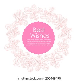leaf circle frame , tropical, Frangipani , plumeria Gift card,christmas style Autumn