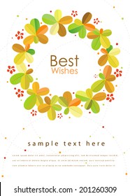 leaf circle frame , tropical, Frangipani , plumeria Gift card,christmas style Autumn