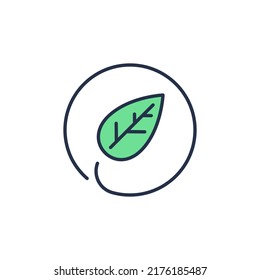 Leaf en el icono de círculo. Logotipo ecológico. Ilustración vectorial de color de alta calidad.