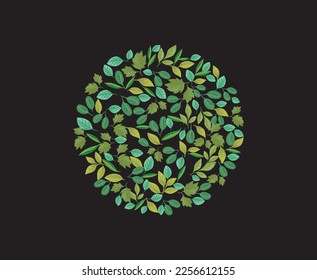 Leaf circle image, leaves illustrations