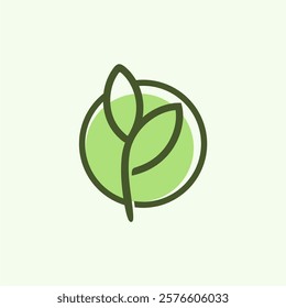 leaf circle line art logo design