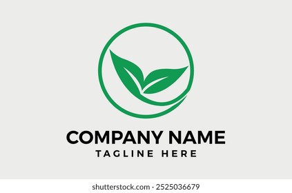 Hoja con diseño de marca de logotipo circular, letra o símbolo de hoja, Arte vectorial e ilustración editables.