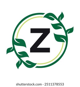 Leaf Circle Logo combine with letter Z vector template