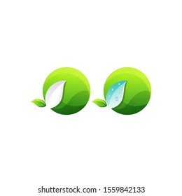 leaf circle logo design vector abstract