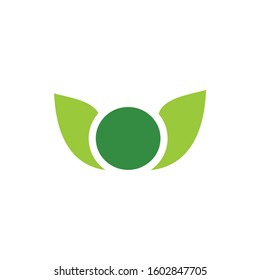 leaf and circle logo design vector illustration