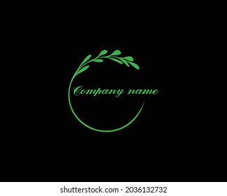 Leaf circle logo design vector element.