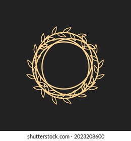 Leaf circle for logo. frame with ornament. Famine element 