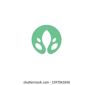 Leaf in circle Logo Icon Minimal emblem design template