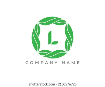 Leaf Circle Logo icon symbol with Letter L. Vector logo template