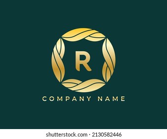 Leaf Circle Logo icon symbol with Letter R. Vector logo template