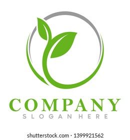 leaf and circle logo illustration