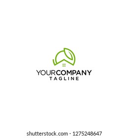 leaf circle logo nature home vector