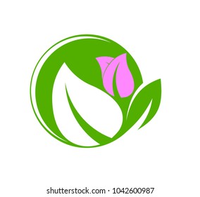 leaf circle logo for organic symbol or sign environment industry