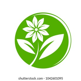 leaf circle logo for organic symbol or sign environment industry