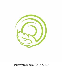 leaf in circle logo vector