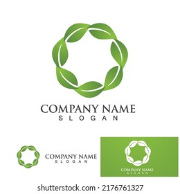 Leaf Circle Nature green logo vector icon design template
