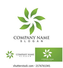 Leaf Circle Naturaleza verde logotipo vector plantilla de diseño de iconos