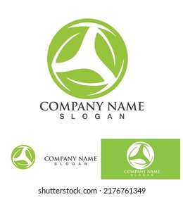 Leaf Circle Nature green logo vector icon design template