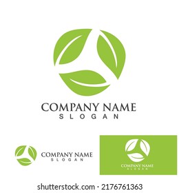 Leaf Circle Nature green logo vector icon design template
