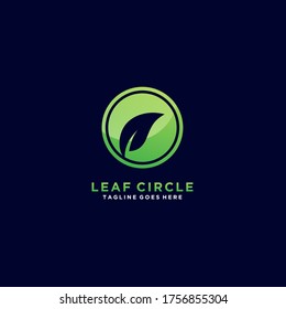 Leaf With Circle Negative Space Illustration Vector Logo.
